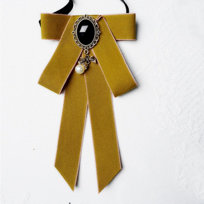 日系復古珍珠墜飾領結 多色學院風 可調節領帶