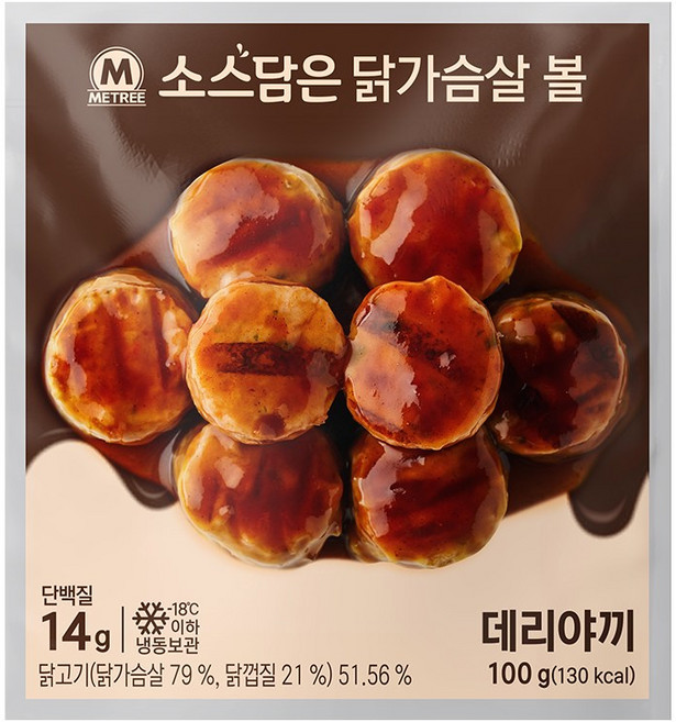 미트리 소스담은 닭가슴살 볼 데리야끼, 12개, 100g
