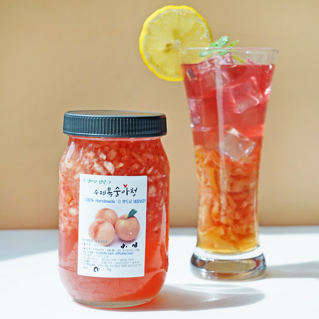 [복숭아청] 100% 수제과일청 550g 첨가물 ZERO 햇과일 과일카페 선물세트 답례품, 1개