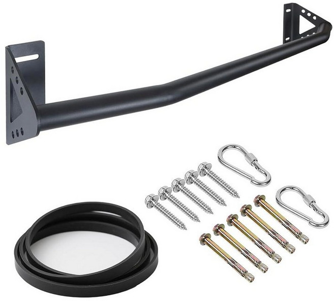 Purife 보조 밴드가 있는 벽걸이 튼튼한 풀업 출입구 문틀용 근력 트레이닝 두꺼운, Black