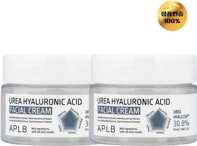 1+1 APLB 우레아 히알루론산 페이셜 크림 55ml, 2개 - 쿠팡