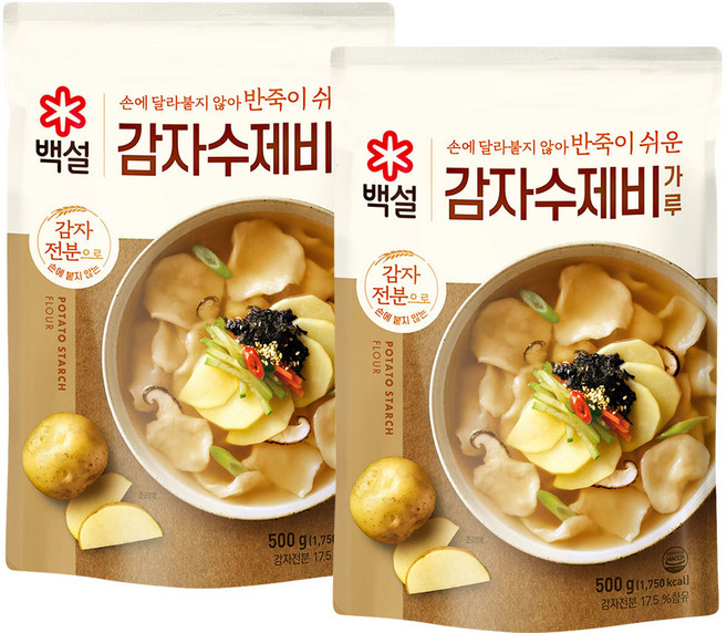 백설 감자수제비 가루, 500g, 2개