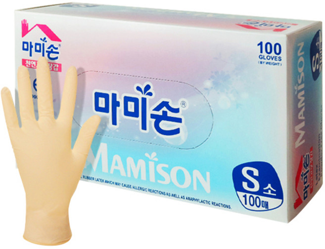 마미손 라텍스장갑 100p, S, 1개