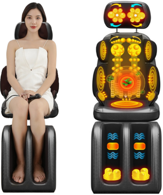 안마 의자 의자형 안마기 가성비 마사지 기계 미니 전신 접이식, 브라운