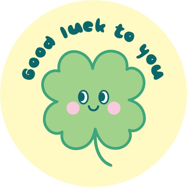 아이잇 굿럭 네잎클로버 럭키 응원 원형 스티커 45매