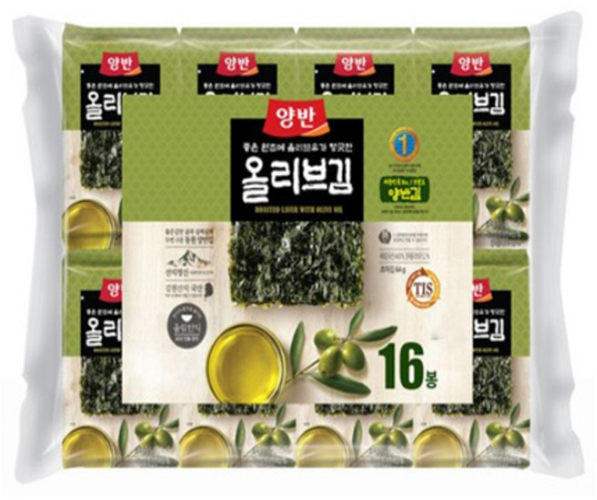 동원 양반 올리브유김 4g x 16봉, 16개