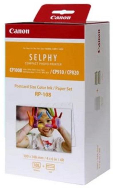 정품 셀피 포토 KP108IN 캐논 CP820 CP910 CP1000 CP1200 CP1300 CP1500 RP108IN 프린터 승화 인화지 6 인치, 01 노랑 바탕에 검정