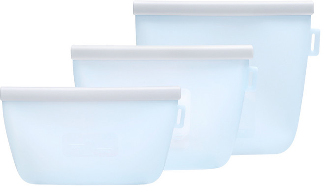 에이치 스토리 실리콘 보관팩 친환경 밀폐 다회용 실리콘봉투 실리콘지퍼백 500ml+1000ml+1500ml 3종 세트, 라이트블루, 1세트
