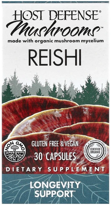 Host Defense Mushrooms™ Reishi 30 Capsules (0.5 g per Capsule), Host Defense, Mushrooms™, Reis, 1개 - 쿠팡
