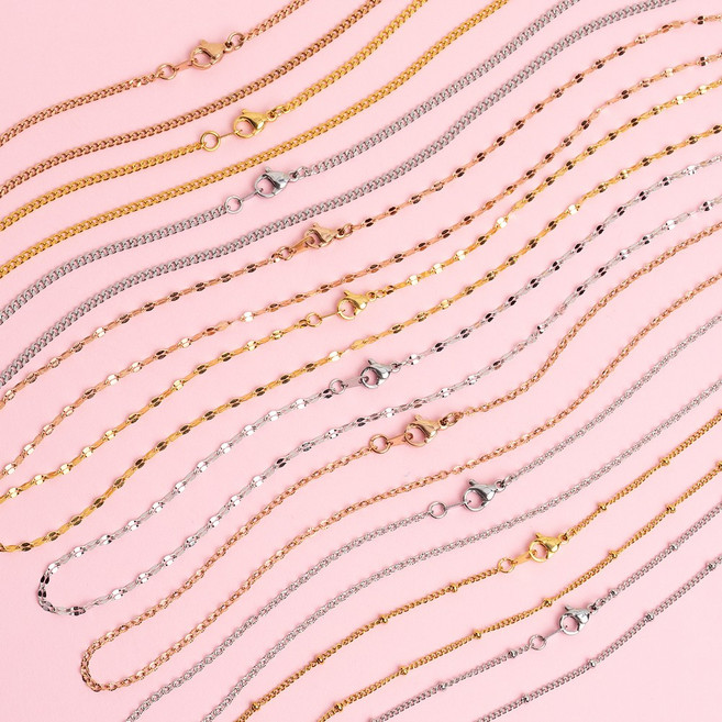 크레비쥬 써지컬스틸 체인목걸이 실버 로즈 골드 남자 여자 디자인 체인 목걸이줄