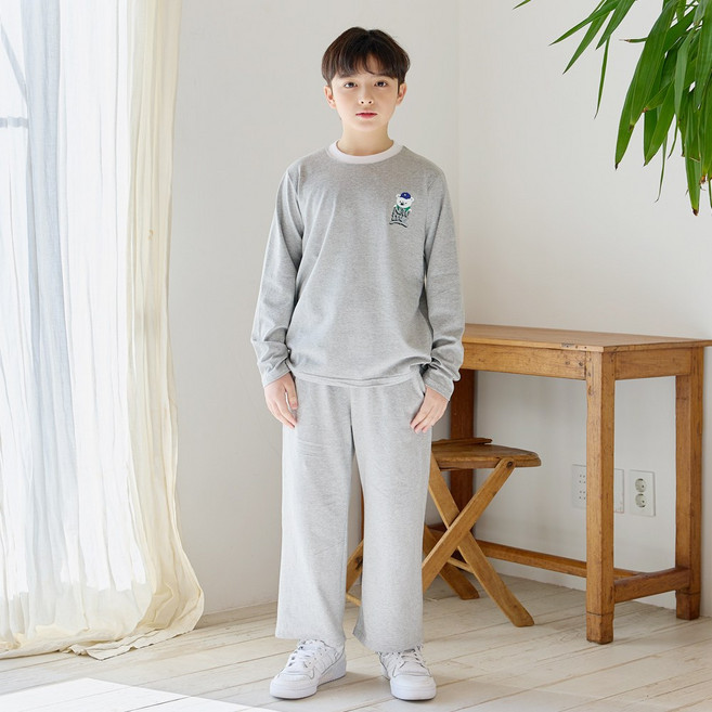 유라비 아동복 키즈 주니어 남아 여아 데이 와이드 개빈 면 상하의 세트