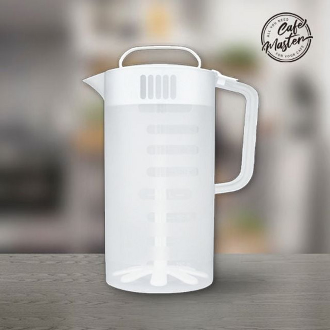 카페마스터 믹싱피쳐 2L 컵 피처 라떼 물병 휘핑 음료제조 크림 믹싱 에이드제조 파우더믹스 통 볼 물통 dew+3647zq