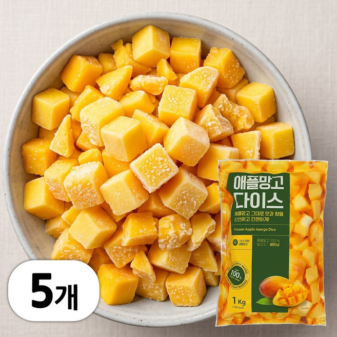 산들네이처 냉동 애플망고 다이스 5kg (1kg x 5봉), 5개, 1kg