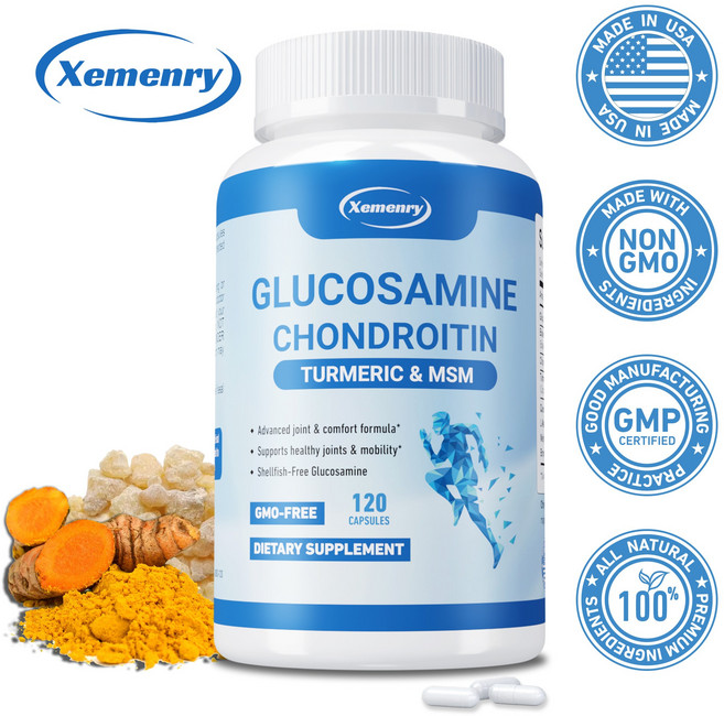 글루코사민 콘드로이틴 강황 & MSM 캡슐 - 관절 건강 통증 완화, 1개, 60정