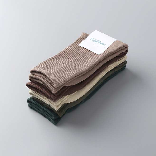 슈퍼베이직 1390 남녀공용 솔리드 크루삭스 5켤레 (30색상)