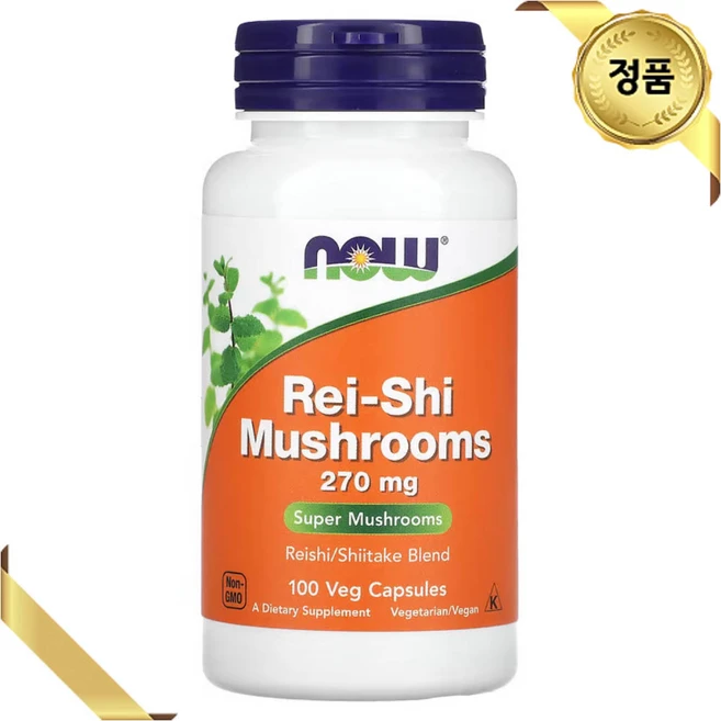 나우푸드 영지버섯 추출물 270mg 100 베지 캡슐 식물성 표고버섯 비건 가루 분말, 1개, 100정 - 쿠팡