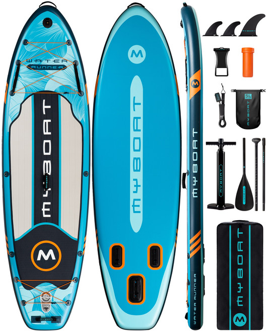 9위 - Myboat 공기주입식 패들보드 SUP 서핑보드 대형 풀세트, 하늘색-기본형 패들보드