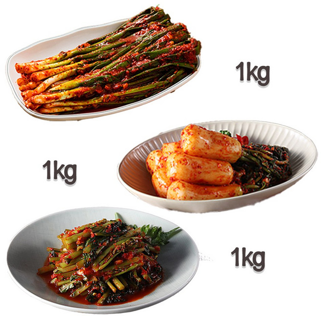 찬우물 신선김치세트 3kg (파김치 1Kg + 총각김치 1kg + 열무김치 1kg)