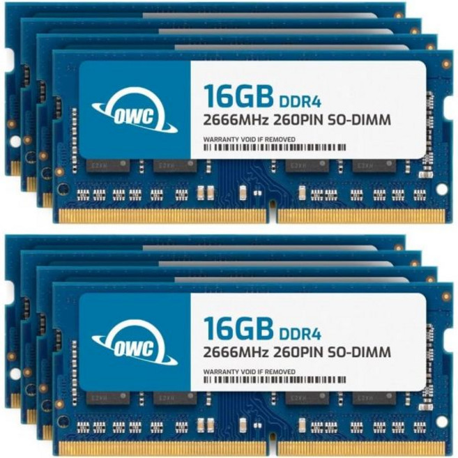OWC 32GB DDR4 2666MHz PC4-21300 CL19 2RX8 비-ECC SODIMM 1.2V 260핀 노트북 메모리 업그레이드 모듈, 128GB kit (8 x 16GB)