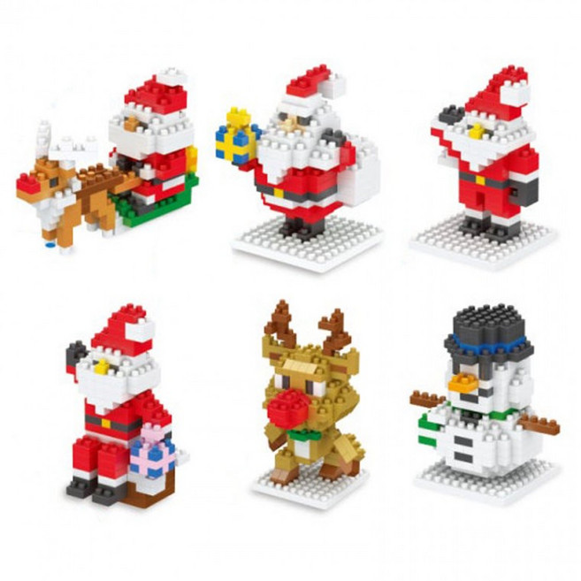 탑브릭 크리스마스 나노 블럭 미니 피규어 산타 루돌프 눈사람 (6종 1세트), 1개