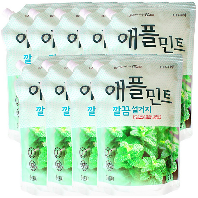 참그린 애플민트 깔끔설거지 1.2L, 9개