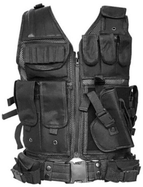 백오브파워 전술조끼 밀리터리조끼 군용 경호용조끼 작업조끼 남성조끼 서바이벌조끼 공구조끼 배달조끼, 검정색, 1개