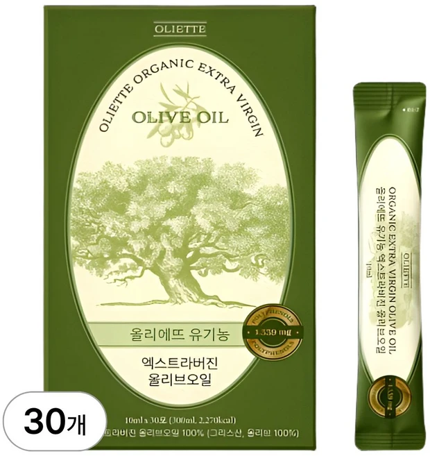 올리에뜨 산도0.08 유기농 엑스트라버진 올리브오일 스틱, 30개, 10ml - 쿠팡