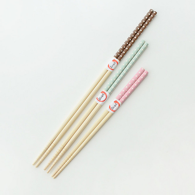 대나무 튀김젓가락세트 혼합 3매 도트 요리용, 1개