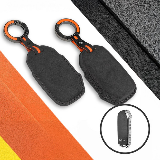 벤오토 기아 알칸타라 차 키케이스 스마트키 자동차 가죽 키커버 키홀더, 3-03. 기아 4버튼 (S6-KC4B), 블랙