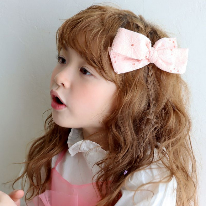 채니봉봉 플레어 펀칭레이스 빅리본 집게핀 유아헤어핀