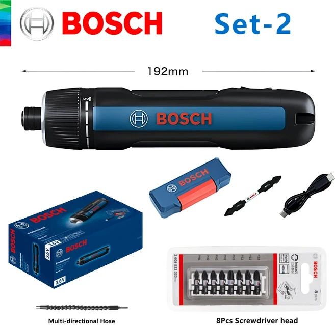 BOSCH GO 3 무선 드라이버 3.6V 리튬 이온 배터리 충전식 무선 드릴(박스 포함) Bosch go3 전문 도구 세트, 04 Bosch GO3 Set2