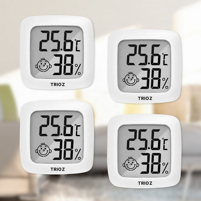 [1+1기획] TOZ 신생아 디지털 미니 온습도계, 4개, 화이트