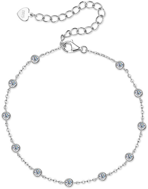 모이사나이트 925 순은 14K도금 팔찌 여성 패션 체인 팔찌 주얼리 생일선물