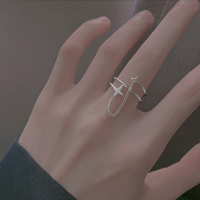 엣지 더블라인 스타 체인 반지