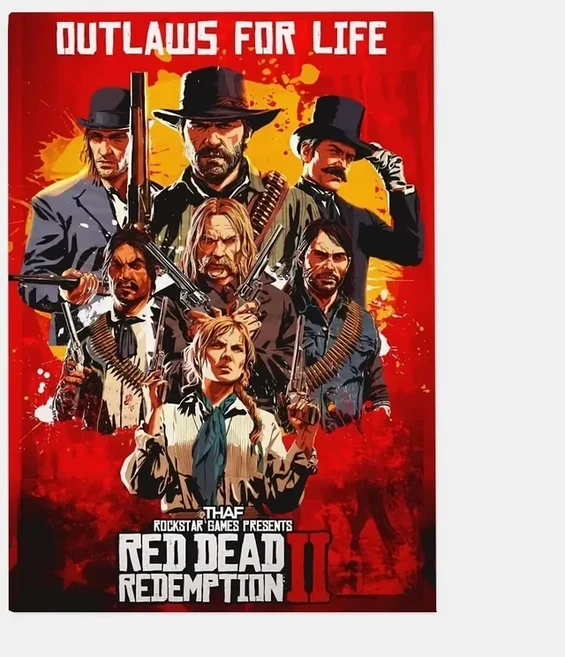 게임 R-레드 데드 리뎀션 2 RDR2 포스터 HD 아트 캔버스 페인팅 홈 거실 바 장식, 05 20x30cm Unframed, 10 13
