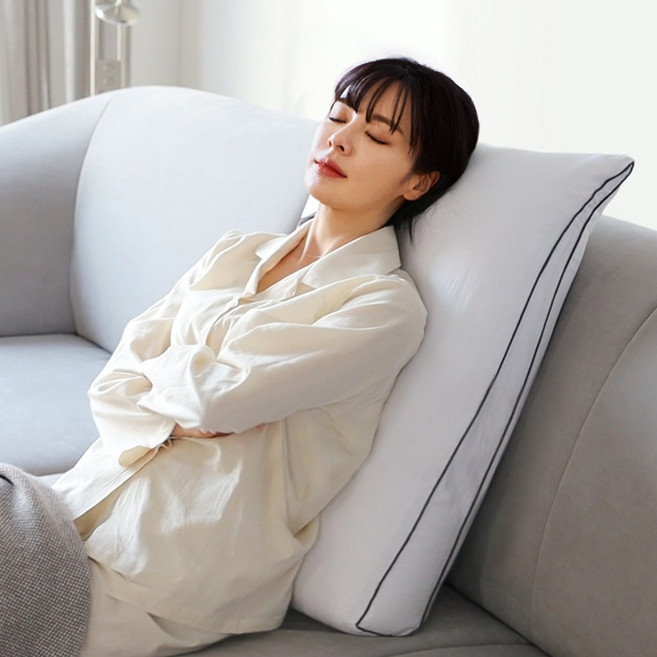 네모라인 국내생산 높이 75cm 빅 롱대형 삼각쿠션(솜포함) 등받이 쿠션 4Size, 화이트