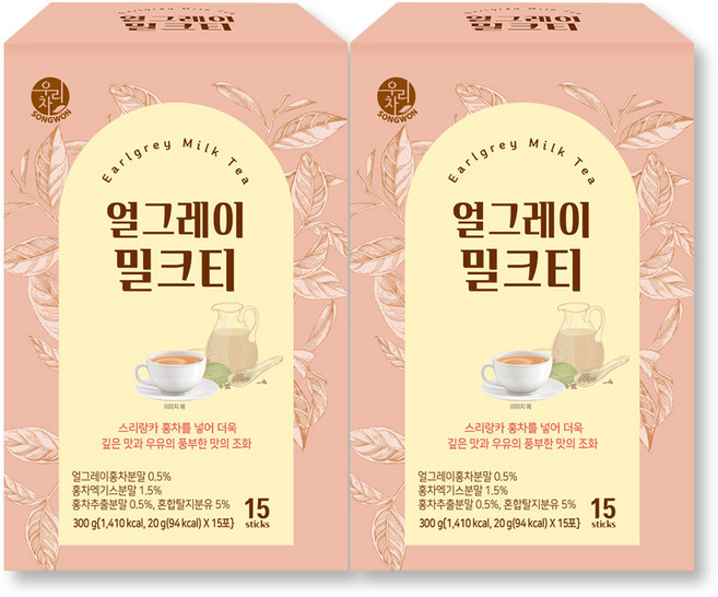 우리차 얼그레이 밀크티, 20g, 15개입, 2개