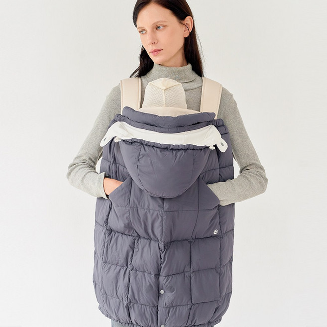 구스켓 유아용 패딩 아기띠 워머, 차콜