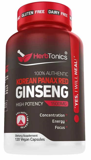 Herbtonics Korean Panax Red Ginseng 허브토닉스 코리안 레드 진생 홍삼 추출물 1500mg 120정, 1개 - 쿠팡