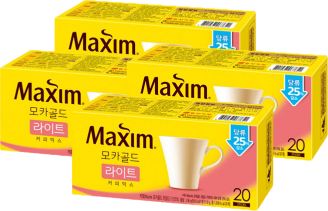 맥심 모카골드 라이트 커피믹스, 11.8g, 20개입, 4개