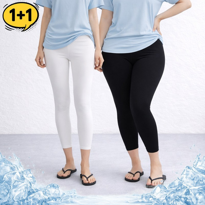 1+1 아이스쿨 8부 레깅스 F~5XL 빅사이즈 [국내생산 프리미엄]