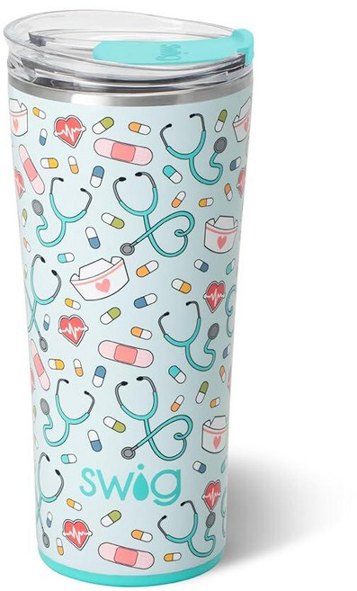 Swig Life 710ml(24온스) 파티 컵 EZ 슬라이더 뚜껑이 있는 쌓을 수 있는 단열 여행용 커피 텀블러 컵 홀더 친화적 스테인리스 스틸 709.8ml(24온스), SCRUB LIFE