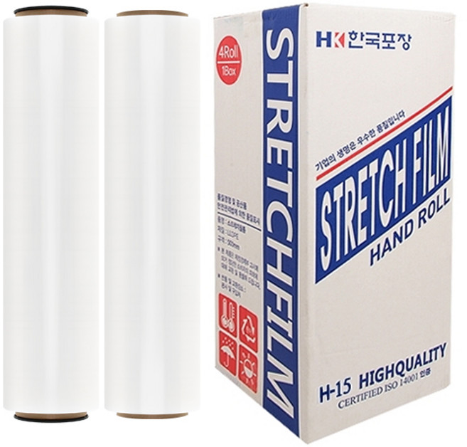 한국포장 스트레치필름 공업용랩 포장랩 보호테이프 고기능랩 산업용랩 4롤, 4개