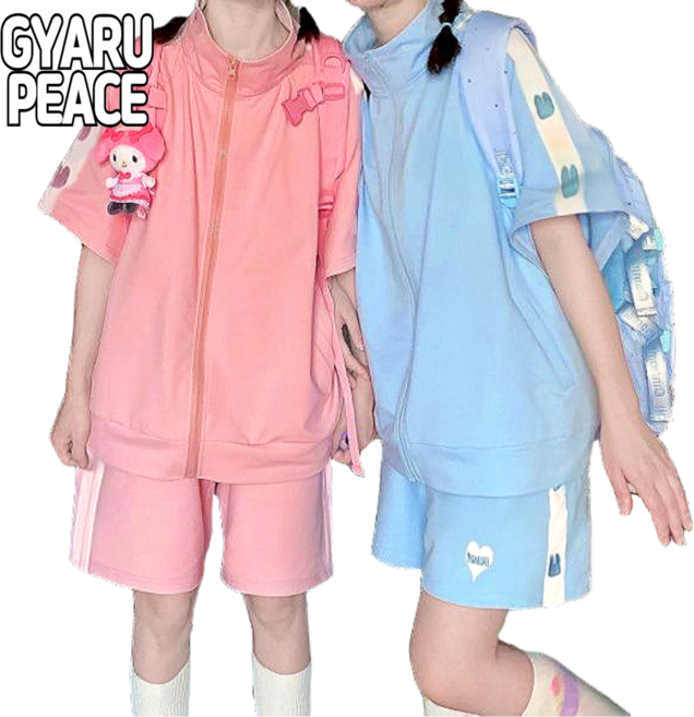 지뢰계 서브컬쳐 옷 여성 트레이닝복 세트 일본 멘헤라 양산형 패션 상의 + 하의 투피스