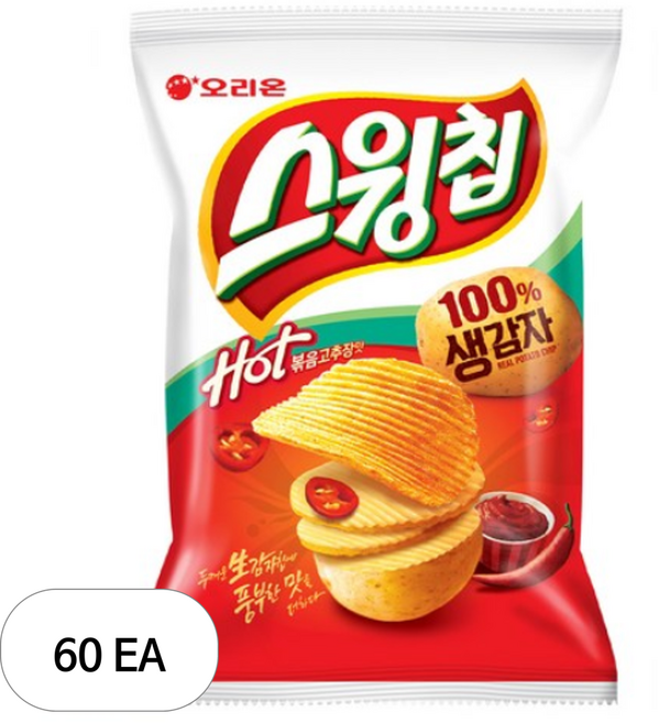 스윙칩 핫 볶음고추장맛, 124g, 60개