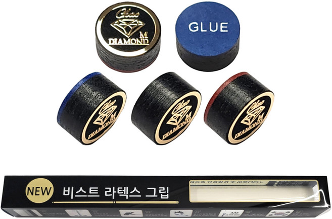 당구팁 다이아몬드 대대전용 칼라팁 1세트+그립1개, 혼합색, 1개