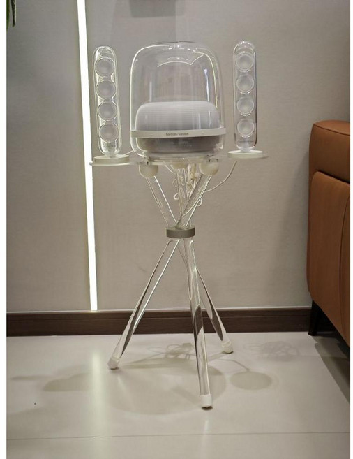 하만카돈호환스피커 스탠드 크리스탈 56cm 거치대 투명 스피커 받침대 삼각대 케이스 보호 A. 크리스탈 4-블랙(높이 약 56cm) 크리스탈 블랙 월넛 56cm, B. 크리스탈 4-화이트(높이 약 56cm), 크리스탈4 투명판 흰색 56cm 은색링