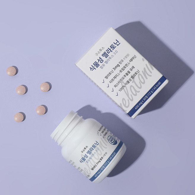 구스투스 식물성 멜라토닌 영양제 멜라투스 3mg 효과 효능 수면, 2개, 30정