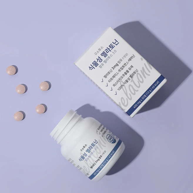 구스투스 식물성 멜라토닌 영양제 멜라투스 3mg 효과 효능 수면, 2개, 30정 - 쿠팡