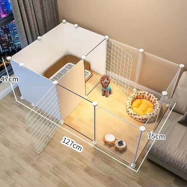 레이원 강아지 울타리 반려동물 울타리 화장실 분리 울타리, 1세트, 흰색